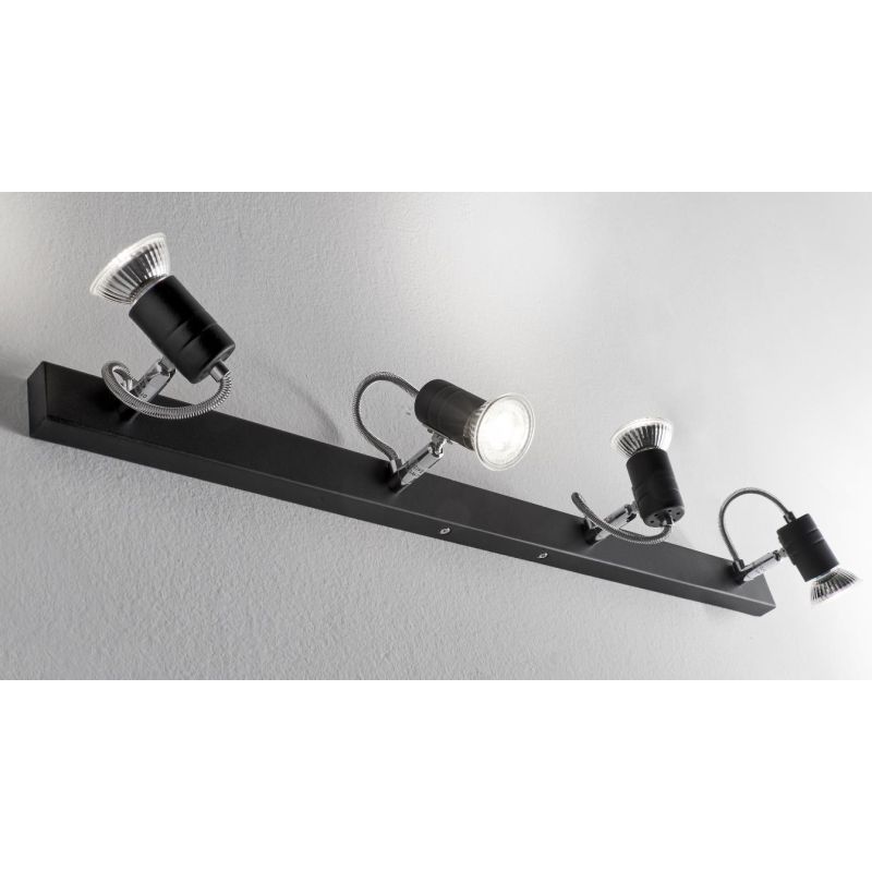 ZELIG 4 BINARIO IN METALLO BIANCO,NERO O CROMO DIREZIONABILE CON LAMPADINE LED Illuminando - Cristalensi Shop Online