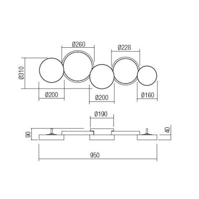 CRONOS PLAFONIERA MODERNA 5 CERCHI BRONZO,NERO O BIANCO LED 65W LUCE 3000K DIMMERABILE Redo Group - Cristalensi Shop Online