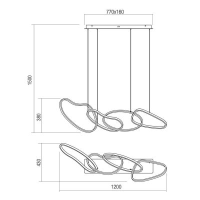 BIAS SOSPENSIONE MODERNA LED 90W LUCE 3000K NERA,ORO O BIANCA LARGHEZZA CM 120 Redo Group - Cristalensi Shop Online