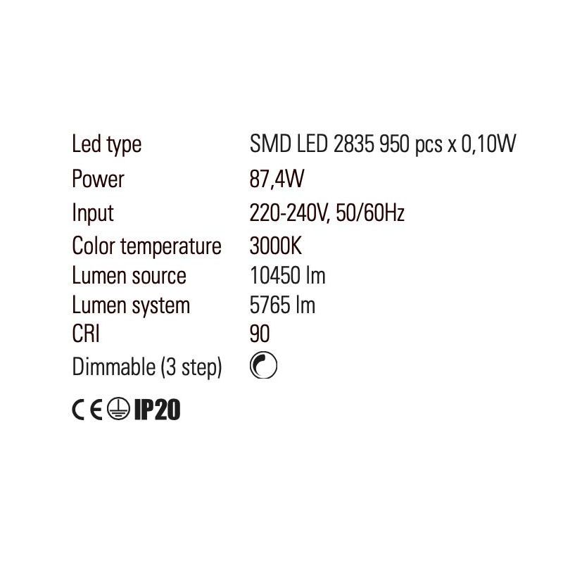 BIAS SOSPENSIONE MODERNA LED 90W LUCE 3000K NERA,ORO O BIANCA LARGHEZZA CM 120 Redo Group - Cristalensi Shop Online