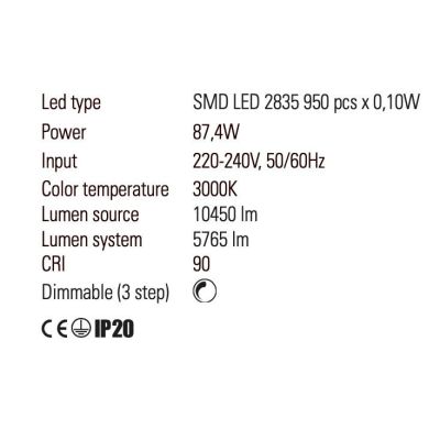 BIAS SOSPENSIONE MODERNA LED 90W LUCE 3000K NERA,ORO O BIANCA LARGHEZZA CM 120 Redo Group - Cristalensi Shop Online