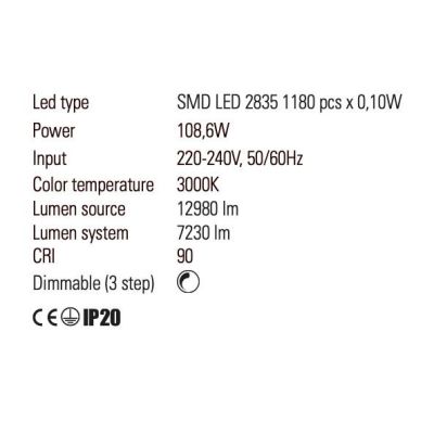 BIAS SOSPENSIONE MODERNA LED 120W DIMMERABILE NERA,BIANCA O ORO LARGHEZZA CM 150 Redo Group - Cristalensi Shop Online