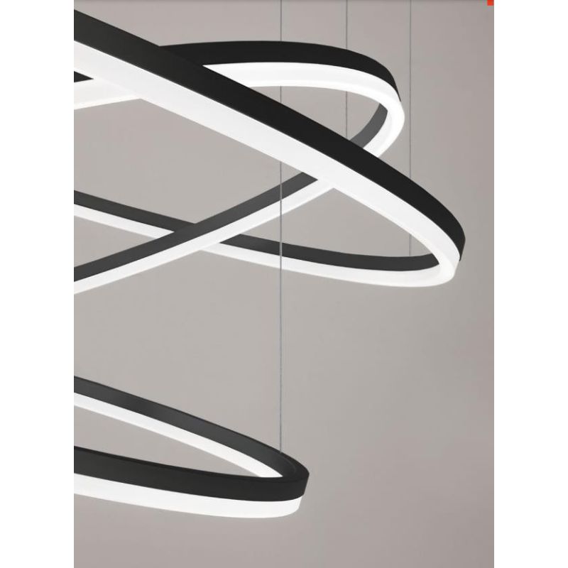 ORBIT SOSPENSIONE CON 3 ANELLI LED 163W DIMMERABILE BRONZO, BIANCA O NERA Redo Group - Cristalensi Shop Online