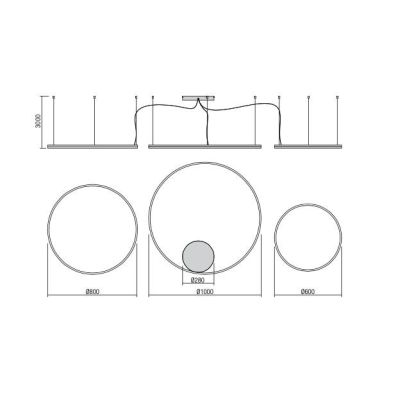 ORBIT SOSPENSIONE CON 3 ANELLI LED 163W DIMMERABILE BRONZO, BIANCA O NERA Redo Group - Cristalensi Shop Online