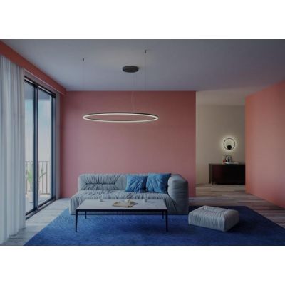 ORBIT SOSPENSIONE SINGOLA NERA,BIANCA O BRONZO CON ANELLO DI 80 CM LED 55W LUCE 3000K O 4000K DIMMERABILE Redo Group - Cristalen
