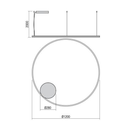 ORBIT SOSPENSIONE SINGOLA CON ANELLO DI 120 CM LED 76W DIMMERABILE 3 COLORI Redo Group - Cristalensi Shop Online