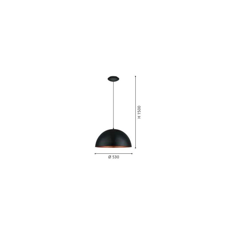 GAETANO 1 SOSPENSIONE IN METALLO NERO CON INTERNO RAME DIAMETRO 53 EGLO - Cristalensi Shop Online