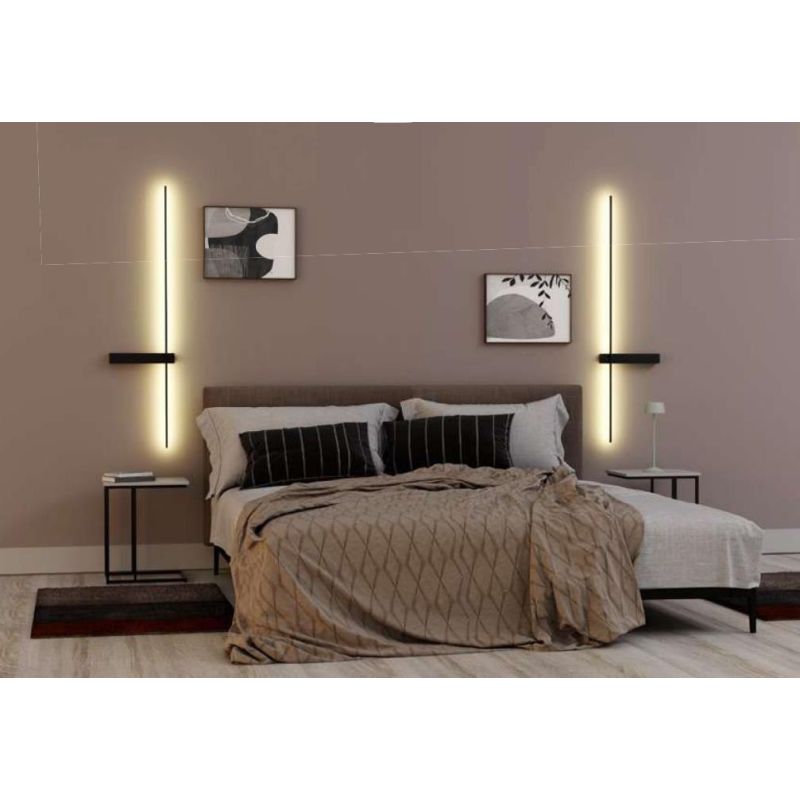 TANGENT APPLIQUE LINEARE NERA CON BASE SU LATO SINISTRO LED 14W LUCE 3000K H125 CM Redo Group - Cristalensi Shop Online