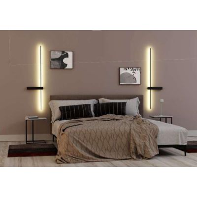 TANGENT APPLIQUE LINEARE NERA CON BASE SU LATO SINISTRO LED 14W LUCE 3000K H125 CM Redo Group - Cristalensi Shop Online