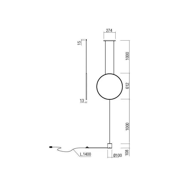SLICK PIANTANA NERA O ORO CON ATTACCO A SOFFITTO LED 19W LUCE 3000K MODERNA H260 CM Redo Group - Cristalensi Shop Online