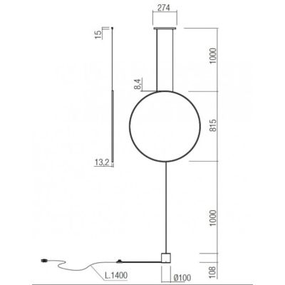 SLICK PIANTANA NERA O ORO CON ATTACCO A SOFFITTO LED 28W LUCE 3000K MODERNA H280 CM Redo Group - Cristalensi Shop Online