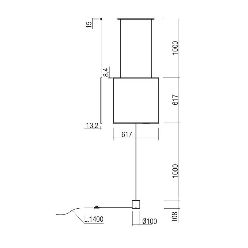 SLICK PIANTANA NERA O ORO QUADRATA ATTACCO A SOFFITTO LED 28W LUCE 3000K MODERNA H260 CM Redo Group - Cristalensi Shop Online