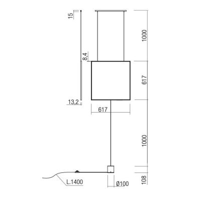 SLICK PIANTANA NERA O ORO QUADRATA ATTACCO A SOFFITTO LED 28W LUCE 3000K MODERNA H260 CM Redo Group - Cristalensi Shop Online
