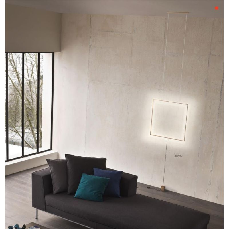 SLICK PIANTANA NERA O ORO QUADRATA ATTACCO A SOFFITTO LED 37W LUCE 3000K MODERNA H280 CM Redo Group - Cristalensi Shop Online