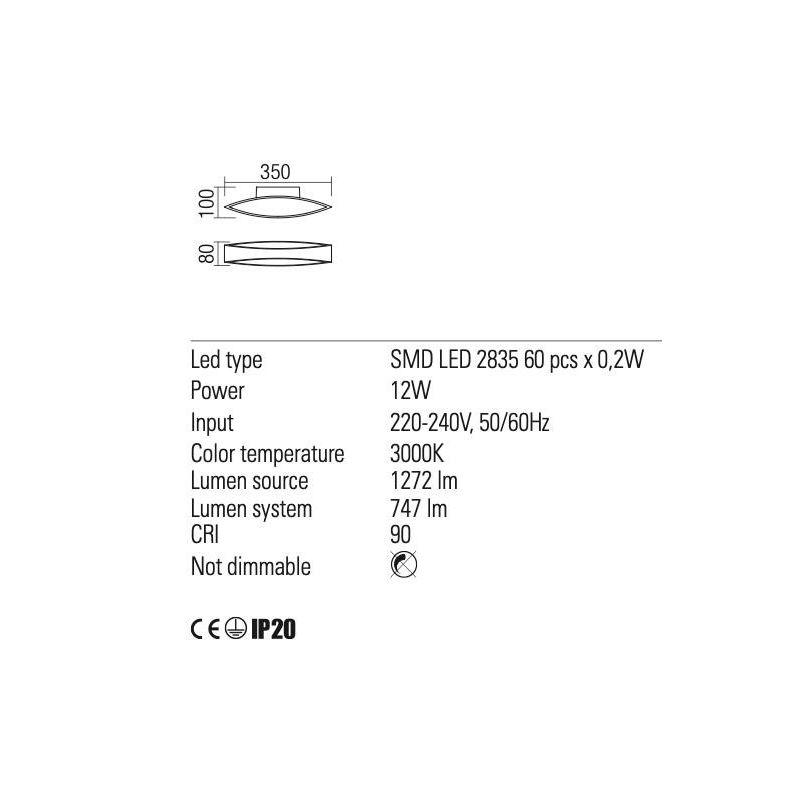 EIGHER APPLIQUE BIANCA MODERNA LED 12W LUCE 3000K LARGHEZZA CM 35 Redo Group - Cristalensi Shop Online