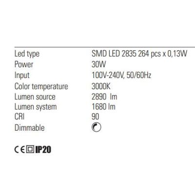 ACROBAT PIANTANA LINEARE CON ATTACCO A SOFFITTO LED 30W LUCE 3000K DIMMER A INFRAROSSI Redo Group - Cristalensi Shop Online