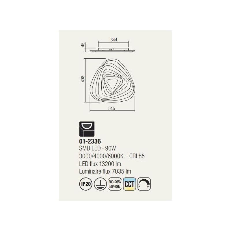 STRATOS PLAFONIERA ORIGINALE LED 93W LUCE 3000K-4000K-6000K DIMMERABILE CON TELECOMANDO Redo Group - Cristalensi Shop Online