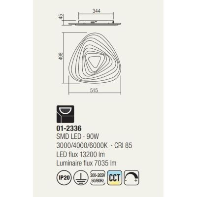 STRATOS PLAFONIERA ORIGINALE LED 93W LUCE 3000K-4000K-6000K DIMMERABILE CON TELECOMANDO Redo Group - Cristalensi Shop Online