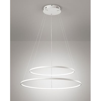 2336 SOSPENSIONE ANELLI DIAMETRO 80-60 CM A LED INTEGRATA DA 58W REGOLABILE MONTATURA BIANCA AFFRALUX - Cristalensi Shop Online