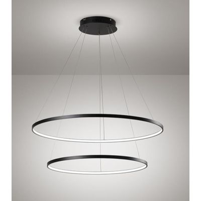 2336 SOSPENSIONE ANELLI DIAMETRO 80-60 CM A LED INTEGRATA DA 58W REGOLABILE MONTATURA BIANCA AFFRALUX - Cristalensi Shop Online