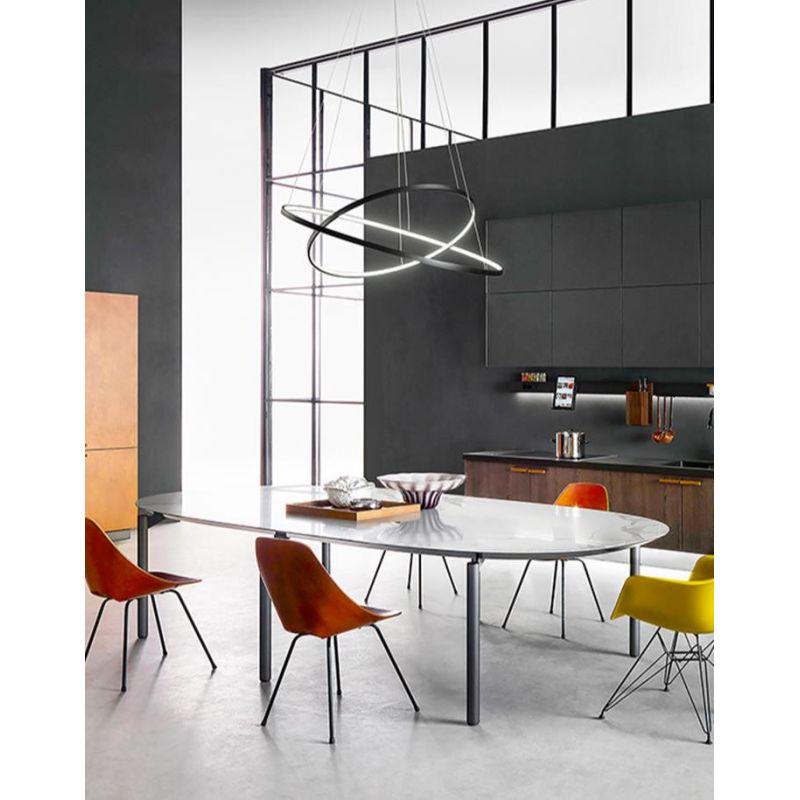 2336 SOSPENSIONE ANELLI DIAMETRO 80-60 CM A LED INTEGRATA DA 58W REGOLABILE MONTATURA BIANCA AFFRALUX - Cristalensi Shop Online