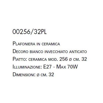 PLAFONIERA PIATTO D32 IN TERRACOTTA DECORATA A MANO PRODOTTA IN ITALIA DALLA IMAS IMAS - Cristalensi Shop Online