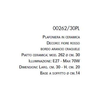 PLAFONIERA IN TERRACOTTA D30 CM DECORATA A MANO MADE IN ITALY DELLA IMAS IMAS - Cristalensi Shop Online