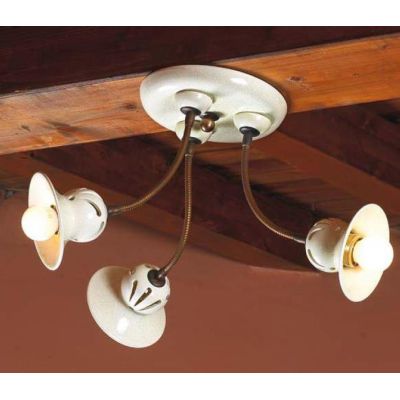 PLAFONIERA RUSTICA 3 LUCI IN CERAMICA TRAFORATA CON BRACCI FLESSIBILI MADE IN ITALY IMAS - Cristalensi Shop Online