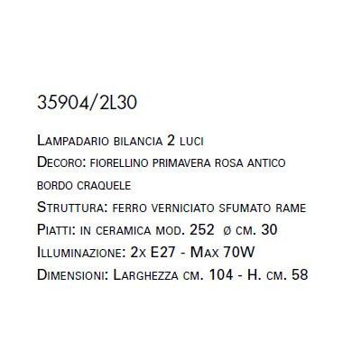 BILANCIERE A 2 LUCI RUSTICO IN TERRACOTTA E FERRO FORGIATO A MANO MADE IN ITALY IMAS - Cristalensi Shop Online