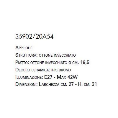 APPLIQUE RUSTICA CON SNODO IN TERRACOTTA E OTTONE MADE IN ITALY DELLA IMAS IMAS - Cristalensi Shop Online