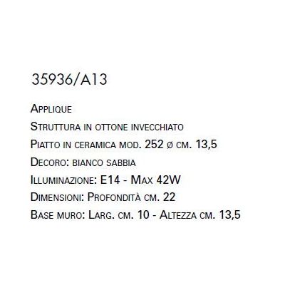 APPLIQUE RUSTICA IN TERRACOTTA E OTTONE MADE IN ITALY DELLA IMAS IMAS - Cristalensi Shop Online