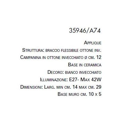 APPLIQUE IN OTTONE INVECCHIATO CON BRACCIO FLESSIBILE MADE IN ITALY DELLA IMAS IMAS - Cristalensi Shop Online