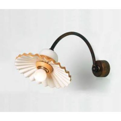 APPLIQUE STILE RUSTICO IN OTTONE CON PIATTO IN CERAMICA PLISSE MADE IN ITALY IMAS - Cristalensi Shop Online