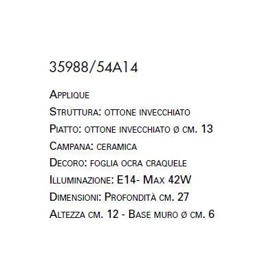 APPLIQUE STILE RUSTICO IN OTTONE E TERRACOTTA DECORATA MADE IN ITALY IMAS - Cristalensi Shop Online