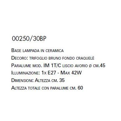 LAMPADA DA TAVOLO IN TERRACOTTA DECORATA A MANO CON PARALUME PRODOTTA IN ITALIA DALLA IMAS IMAS - Cristalensi Shop Online