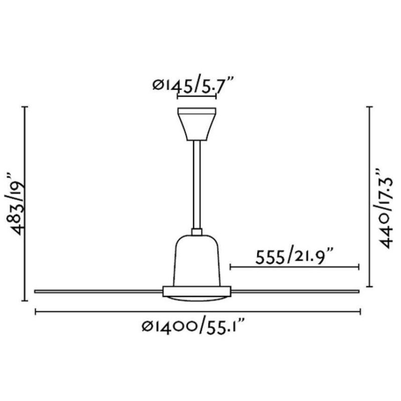 INDUS VENTILATORE DIAMETRO 140 CM IN METALLO BIANCO FARO VENTILATORI - Cristalensi Shop Online