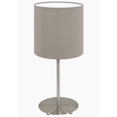 PASTERI LAMPADA TAVOLO PICCOLA IN TESSUTO COLOR TORTORA H. 27,5 CM EGLO - Cristalensi Shop Online