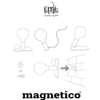 MAGNETICO LUMETTO QUADRATO CON PORTALAMPADA MAGNETICO IN METALLO 8 COLORI Filotto - Cristalensi Shop Online