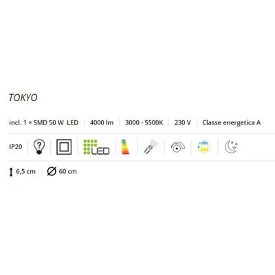 TOKYO PLAFONIERA DIAMETRO 60 CM A LED DINAMICO CON TELECOMANDO DA 50W TRIO LIGHTING - Cristalensi Shop Online