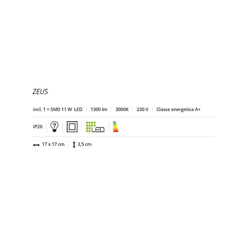 ZEUS MEDIA PLAFONIERA/APPLIQUE A LED INTEGRATO DA 11W LATO 17 CM IN DUE COLORI TRIO LIGHTING - Cristalensi Shop Online