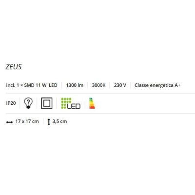 ZEUS MEDIA PLAFONIERA/APPLIQUE A LED INTEGRATO DA 11W LATO 17 CM IN DUE COLORI TRIO LIGHTING - Cristalensi Shop Online