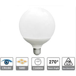 LAMPADINA GLOBO 120 LED 24W LUCE 3000K, 4000K o 6500K DIAMETRO 120 MM ATTACCO E27 BIANCA CRISTALENSI LAMPADINE - Cristalensi Sho