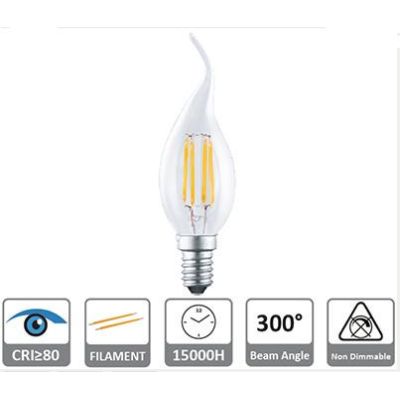 LAMPADINA LED COLPO DI VENTO A FILAMENTO 4W LUCE 2700K o 4000K DIAMETRO 35 MM ATTACCO E14 CRISTALENSI LAMPADINE - Cristalensi Sh