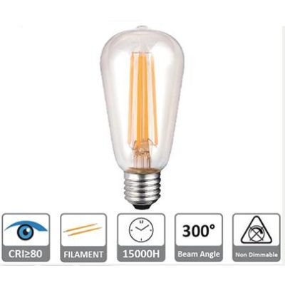 LAMPADINA LED EDISON A FILAMENTO 6W LUCE 2700K o 4000K DIAMETRO 64 MM ATTACCO E27 CRISTALENSI LAMPADINE - Cristalensi Shop Onlin