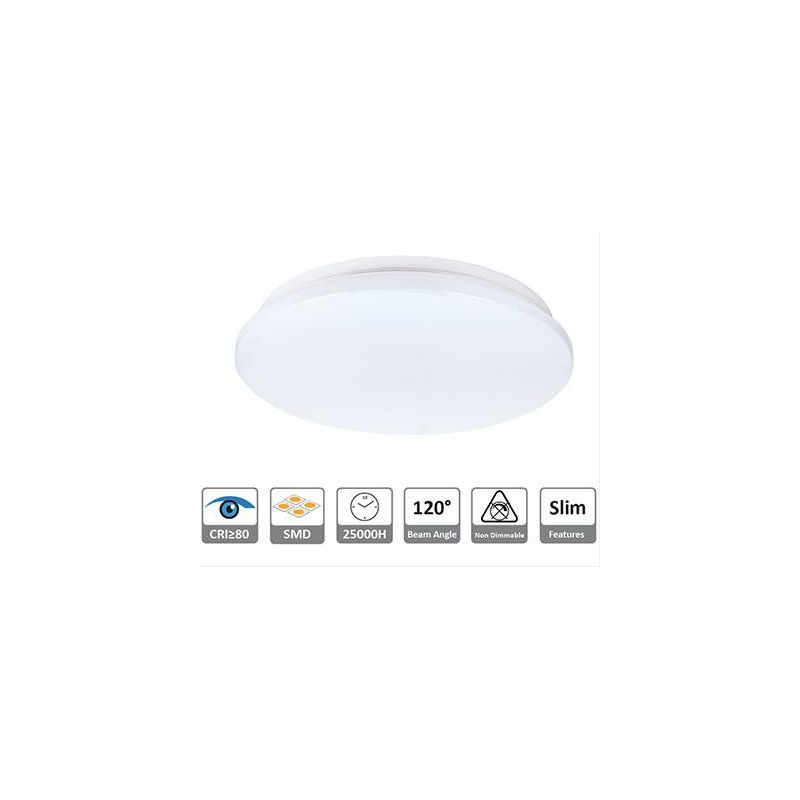 PLAFONIERA ROTONDA BIANCA LED 13W LUCE 3000K o 4000k D26 CM IP20 CRISTALENSI LAMPADINE - Cristalensi Shop Online