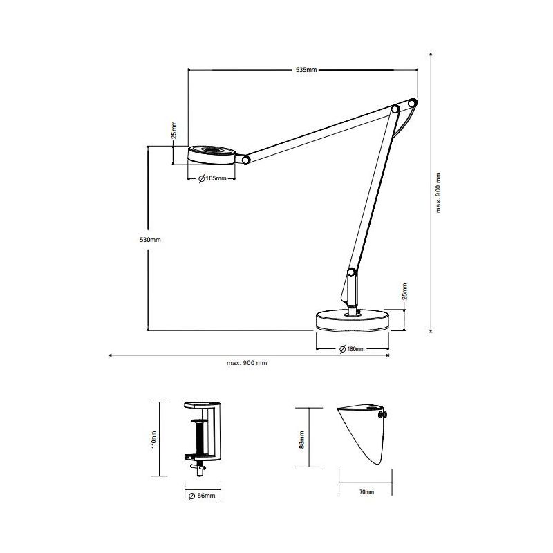 AMSTERDAM LAMPADA DA TAVOLO E PARETE A LED IN DUE COLORI 5W TRIO LIGHTING - Cristalensi Shop Online