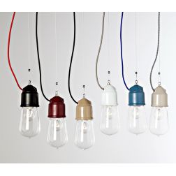 NOVECENTO SOSPENSIONE VINTAGE SINGOLA IN CERAMICA CON CAVI IN TESSUTO COLORATO TOSCOT - Cristalensi Shop Online 2