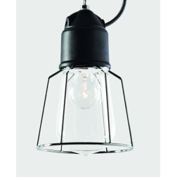 NOVECENTO SOSPENSIONE VINTAGE SINGOLA GABBIA IN CEARAMICA CON CAVI IN TESSUTO COLORATO TOSCOT - Cristalensi Shop Online