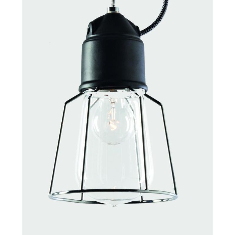 NOVECENTO SOSPENSIONE VINTAGE SINGOLA GABBIA IN CEARAMICA CON CAVI IN TESSUTO COLORATO TOSCOT - Cristalensi Shop Online