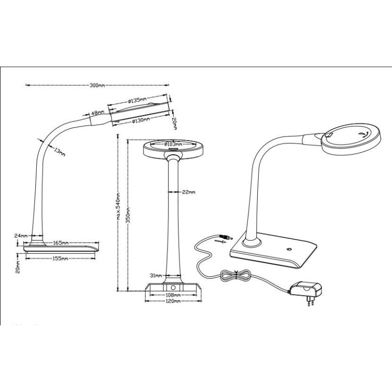 LUPO LAMPADA DA TAVOLO A LED 2 COLORI E LENTE DI INGRANDIMENTO 3 DIOTTRIE TRIO LIGHTING - Cristalensi Shop Online